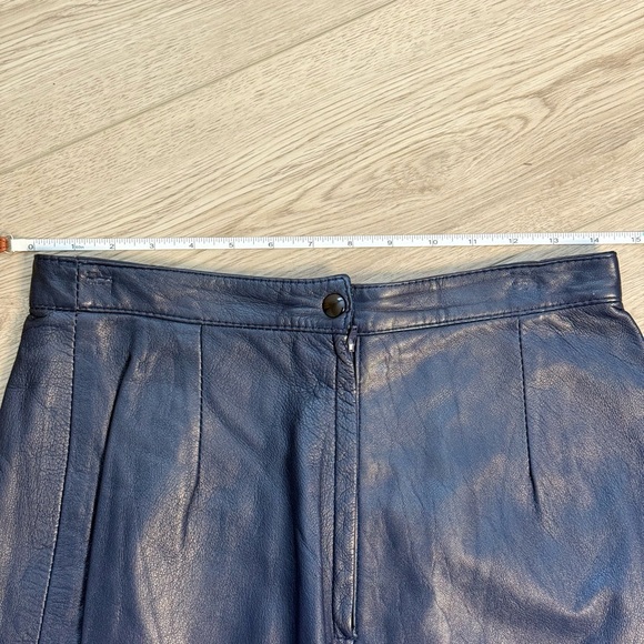Vintage 90s genuine leather Navy Blue Pencil Skirt - Picture 6 of 7